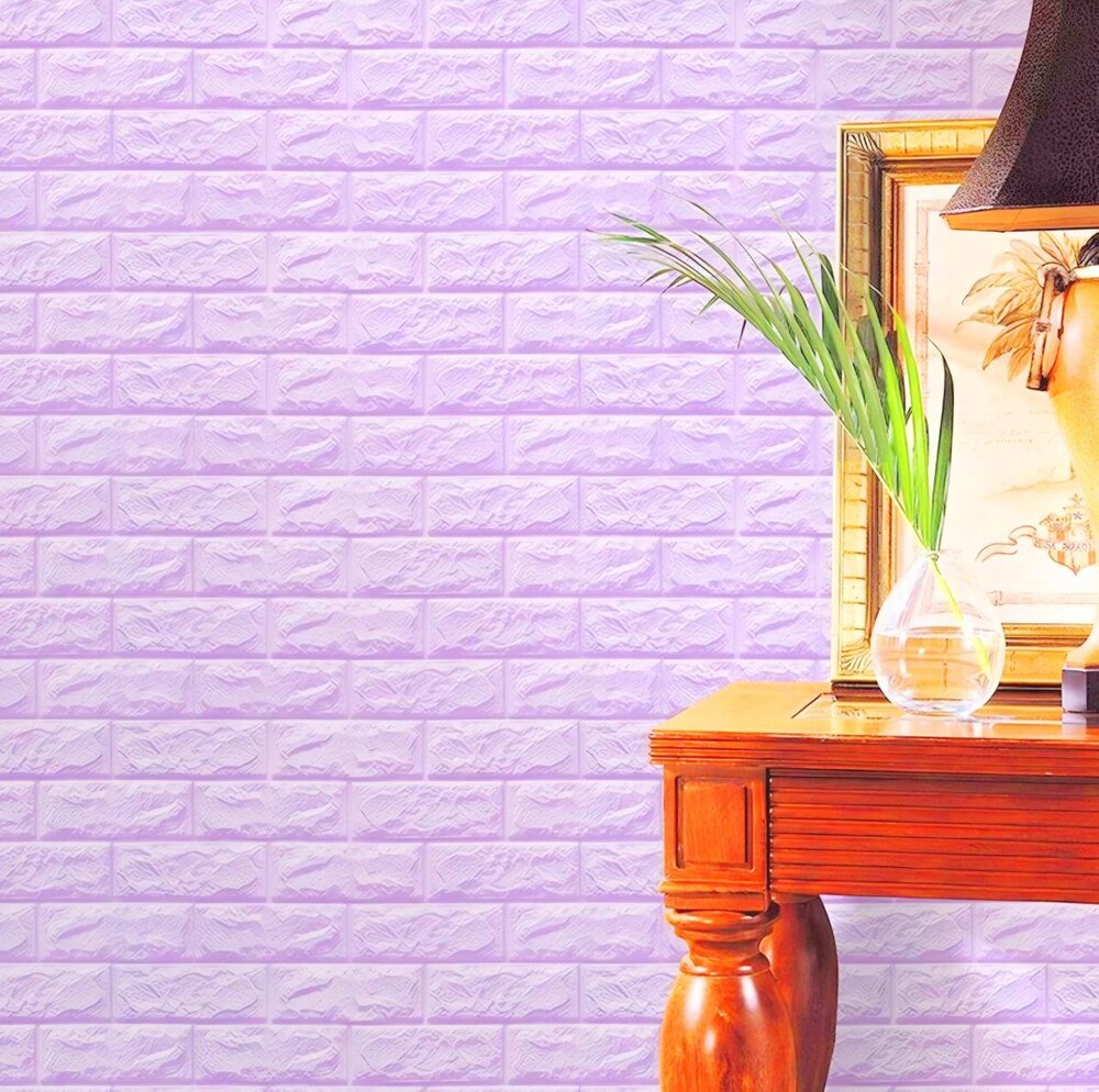 3D Purple Brick Self Adhesive Wallpaper - Material: Pvc
