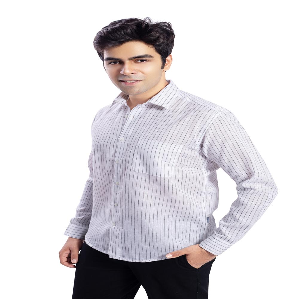 BLENDED STRIPE LINEN SHIRT