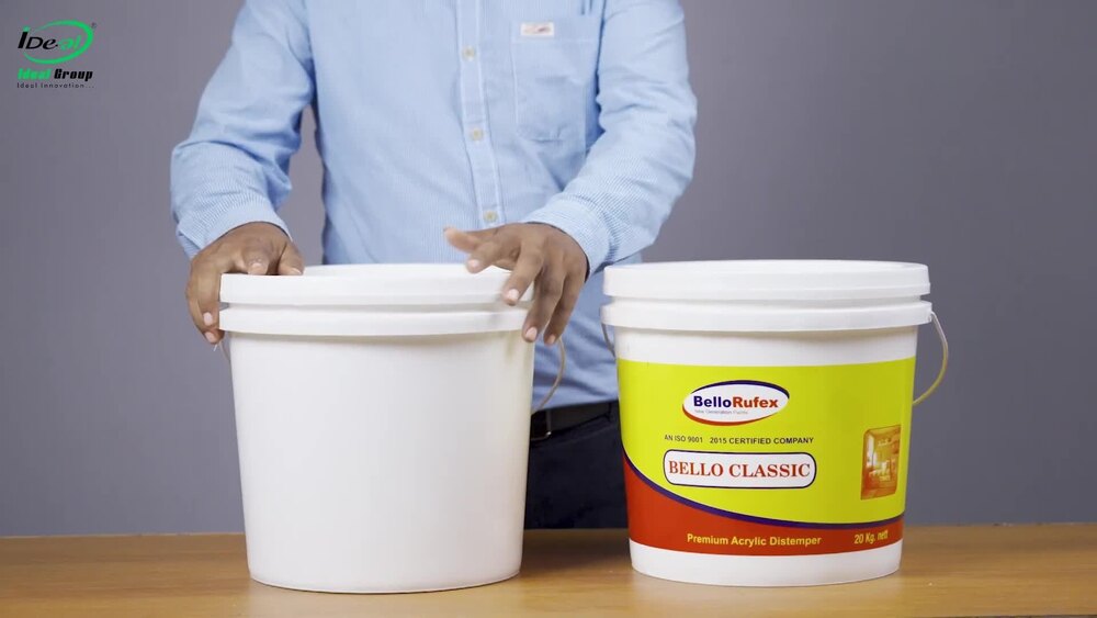 20 Kg Paint & Chemical Container - Plastic, 295 Mm Top Dia, 253 Mm Bottom Dia, 270 Mm Height, White, Round Bucket Style With Handle | Durable Lightweight, Matte Finish, Heat Resistant, 15.5 Ltr Water Volume