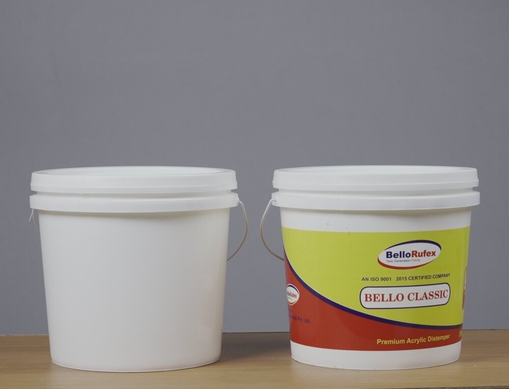 20 Kg Paint & Chemical Container - Plastic, 295 Mm Top Dia, 253 Mm Bottom Dia, 270 Mm Height, White, Round Bucket Style With Handle | Durable Lightweight, Matte Finish, Heat Resistant, 15.5 Ltr Water Volume