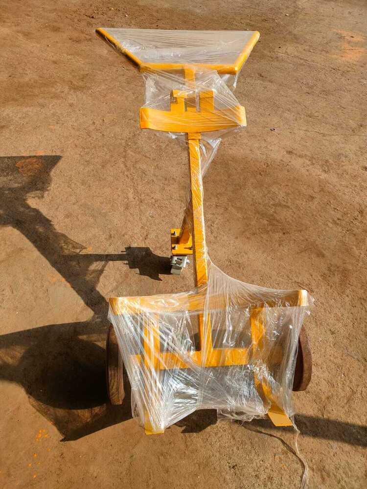 Drum Trolley - Yellow Powder Coated, 500 Kg Load Capacity, 3 Wheels With Two Teflon & One Nylon Wheel For Industrial Use