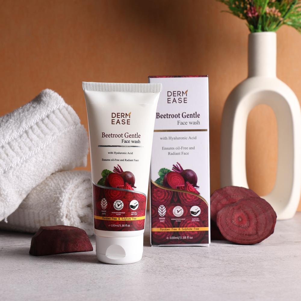 Beetroot Gentle Face Wash - Cream, Herbal Formula For All Skin Types | Deep Hydration With Hyaluronic Acid, Radiant Skin With Beetroot & Mulberry Extracts