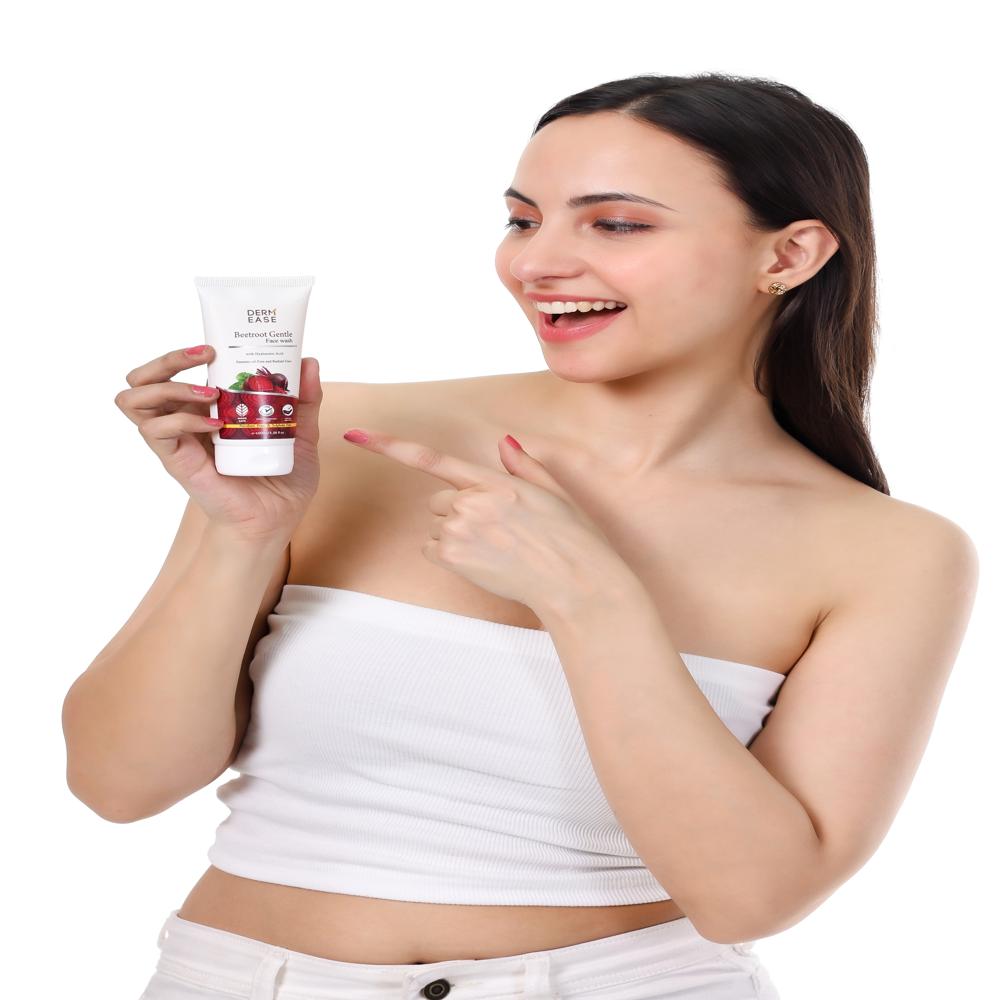 Beetroot Gentle Face Wash - Cream, Herbal Formula For All Skin Types | Deep Hydration With Hyaluronic Acid, Radiant Skin With Beetroot & Mulberry Extracts