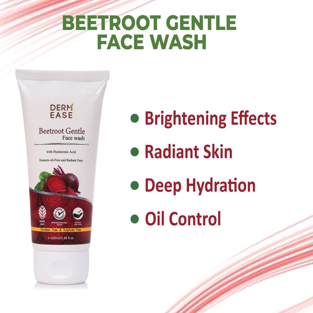 Beetroot Gentle Face Wash - Cream, Herbal Formula For All Skin Types | Deep Hydration With Hyaluronic Acid, Radiant Skin With Beetroot & Mulberry Extracts