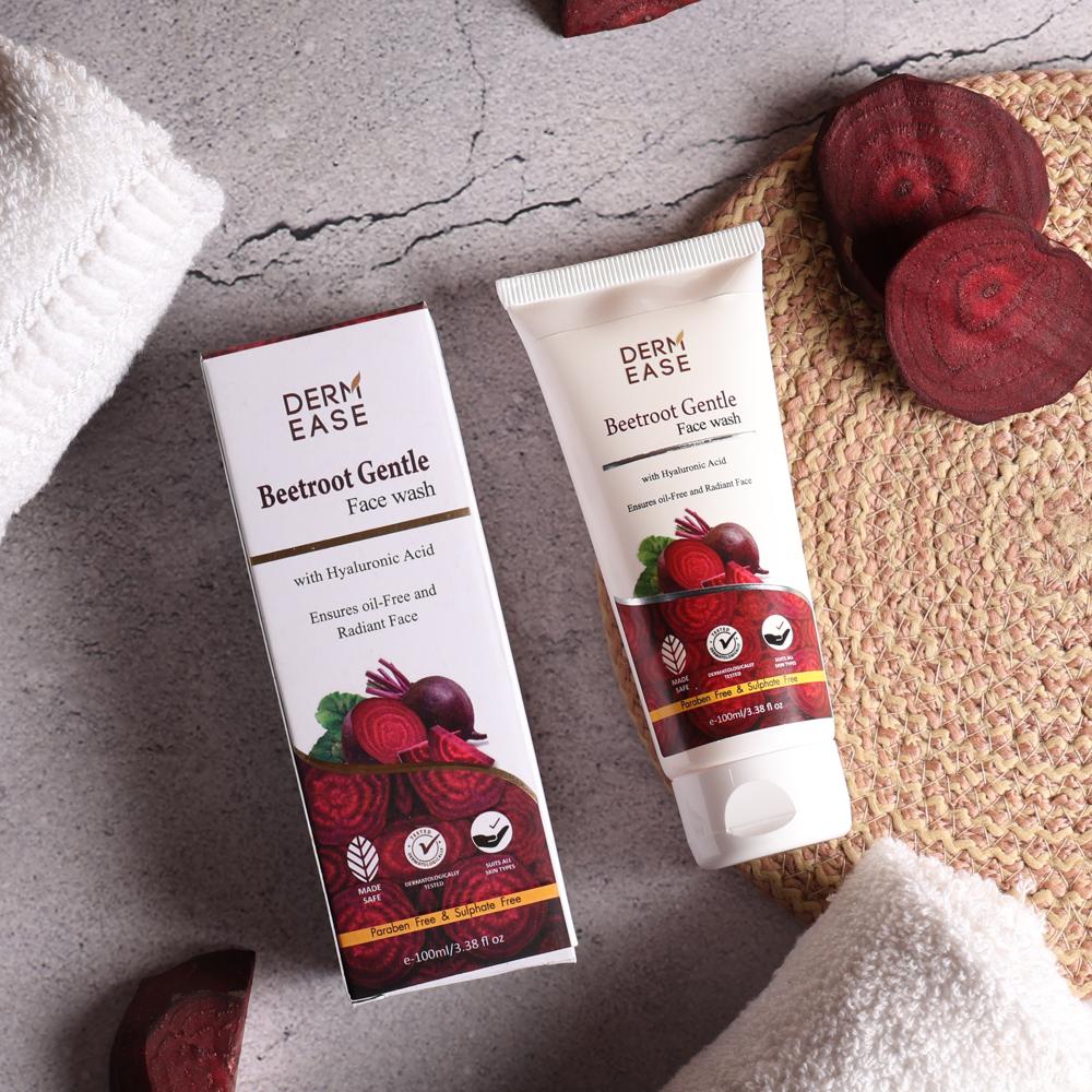 Beetroot Gentle Face Wash - Cream, Herbal Formula For All Skin Types | Deep Hydration With Hyaluronic Acid, Radiant Skin With Beetroot & Mulberry Extracts