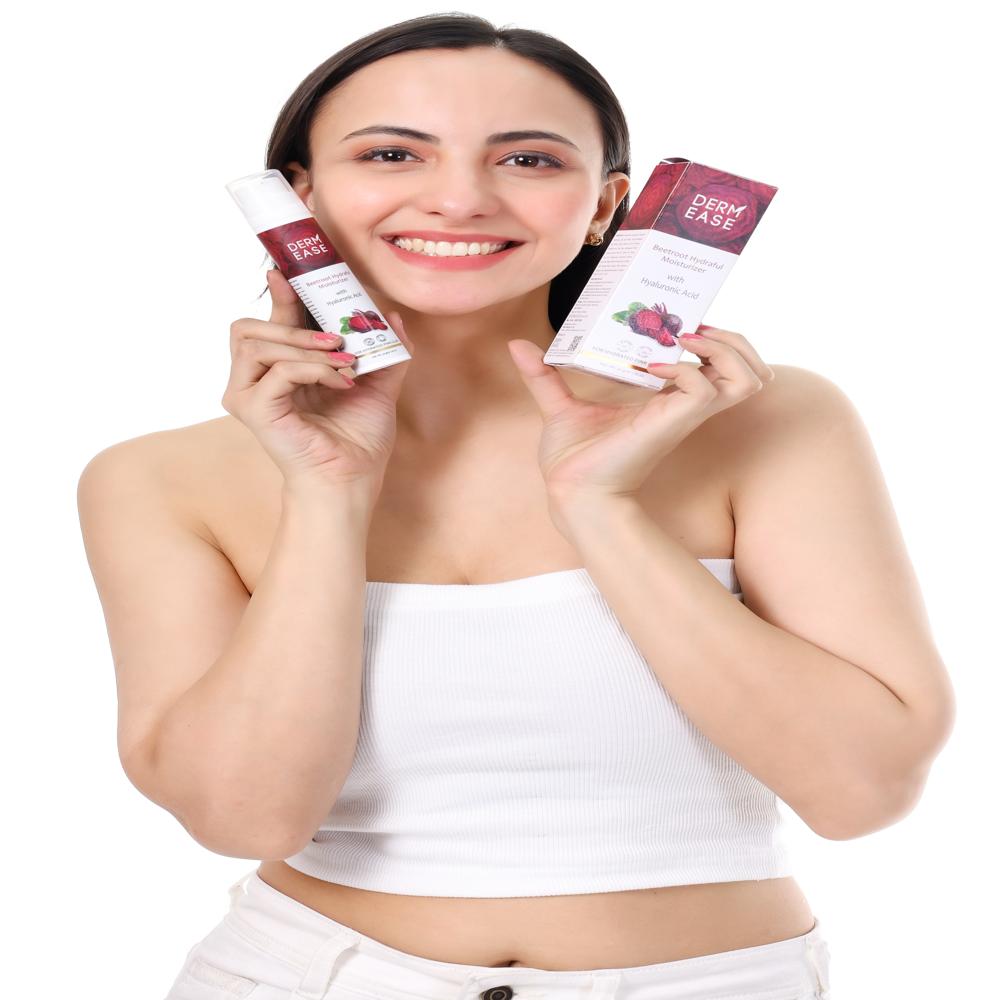Beetroot Hydraful Moisturizer - Lightweight Gel, Intense Hydration With Beetroot Extract & Hyaluronic Acid, Radiant Pink Glow & Improved Skin Texture