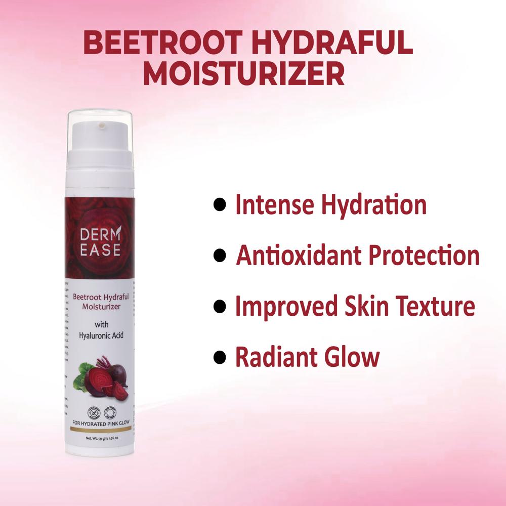 Beetroot Hydraful Moisturizer - Lightweight Gel, Intense Hydration With Beetroot Extract & Hyaluronic Acid, Radiant Pink Glow & Improved Skin Texture