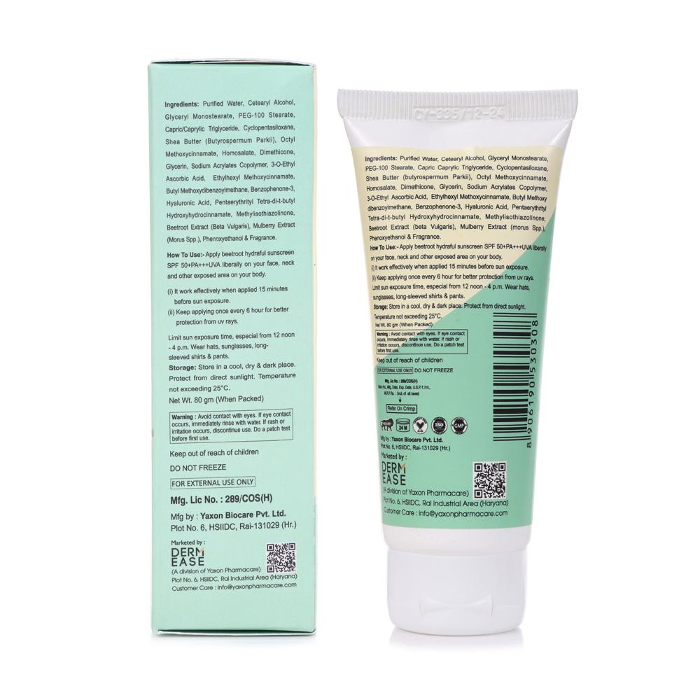 Beetroot Sunscreen Spf 50 Lotion - Herbal Cream, All Skin Types | Broad Spectrum Protection, Deep Hydration, Brightening Beetroot Extract