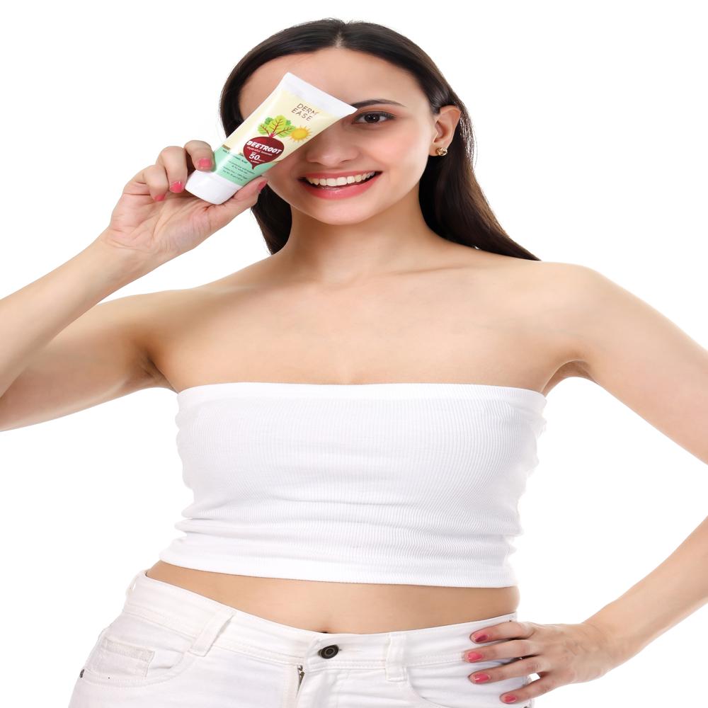 Beetroot Sunscreen Spf 50 Lotion - Herbal Cream, All Skin Types | Broad Spectrum Protection, Deep Hydration, Brightening Beetroot Extract