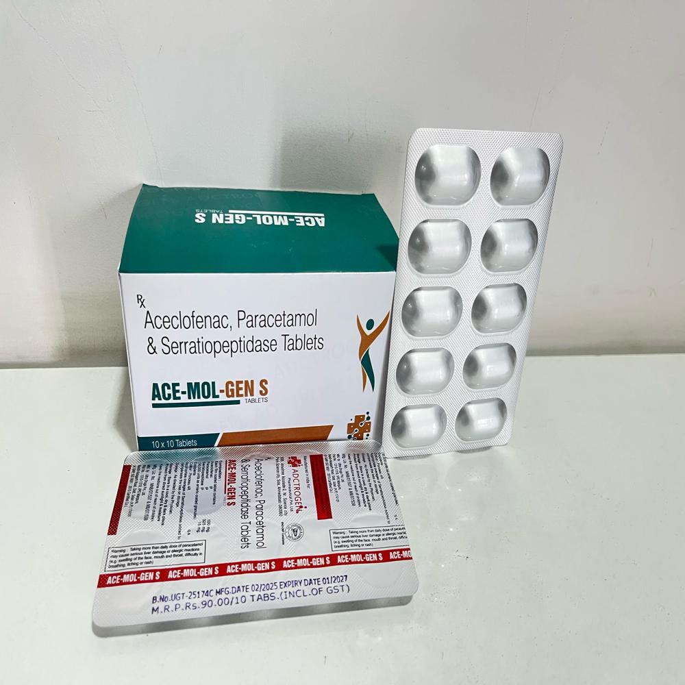 Aceclofenac Paracetamol And Serratiopeptidase Tablets - 10 X 10 Easy To Swallow Tablets | Pain Relief Inflammation Reduction Post-operative Comfort