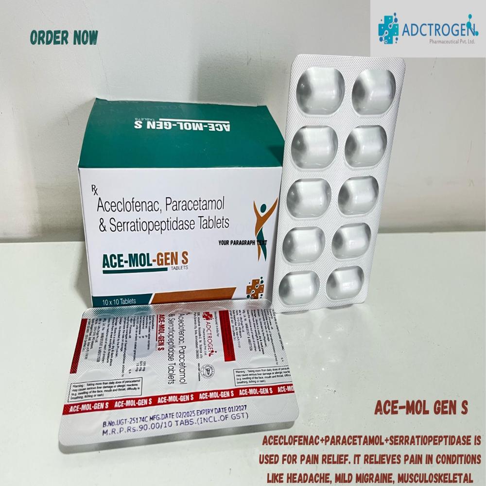 Aceclofenac Paracetamol And Serratiopeptidase Tablets - 10 X 10 Easy To Swallow Tablets | Pain Relief Inflammation Reduction Post-operative Comfort