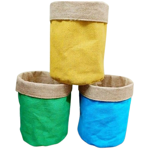 8X6 Inch Brown Jute Fabric Laundry Basket