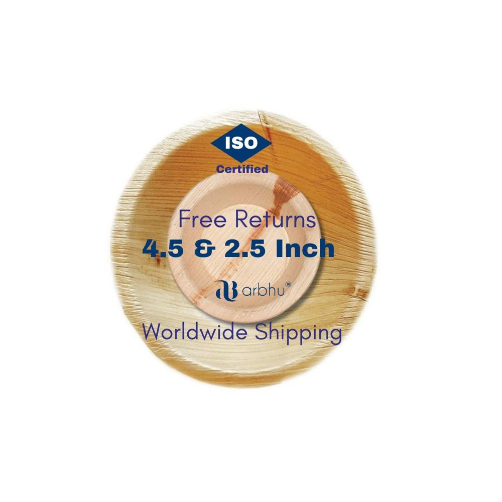 Disposable Areca Palm Leaf 4.5" And 2.5" Round Bowl - Color: Natural