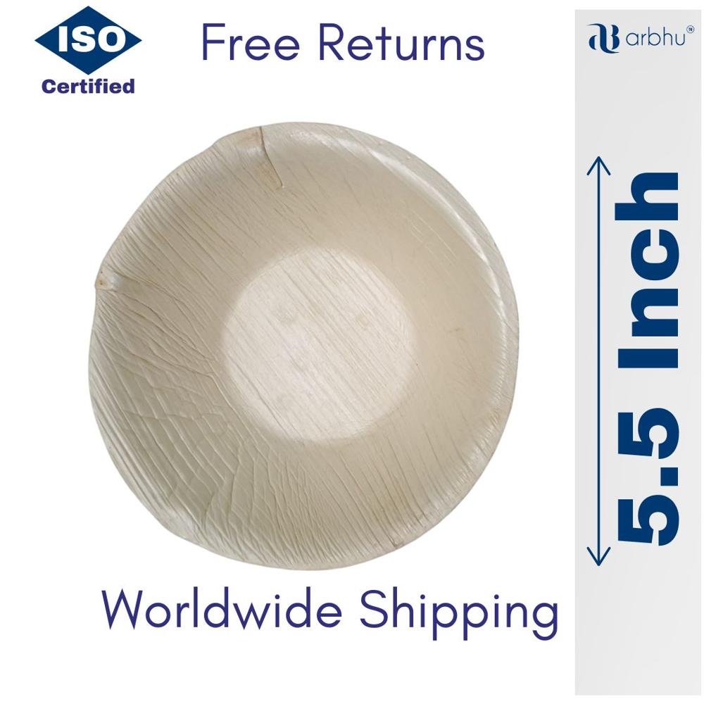 Disposable Areca Leaf Bowls 5.5 Inch - Application: Event And Party Supplies