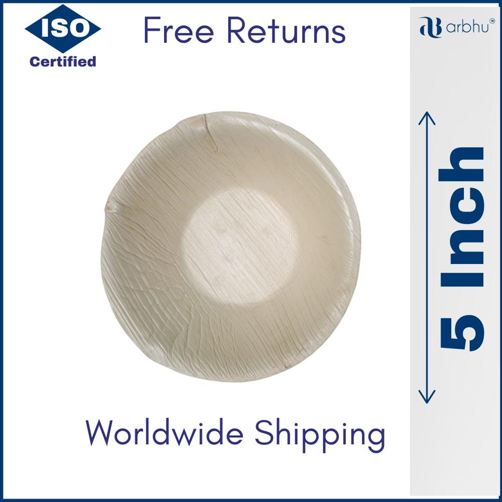Eco Friendly Areca Palm Leaf 5 Inch Round Bowl - Application: Event And Party Supplies