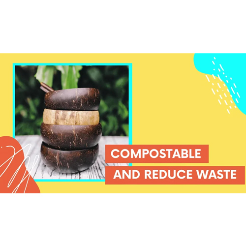 Naturally Compostable Coconut Shell Soup Bowls - Application: Home