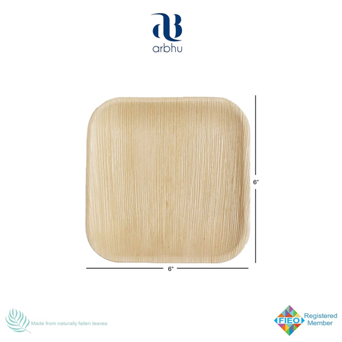 Disposable Palm Leaf Square 9inch And 6inch Plate - Color: Natural