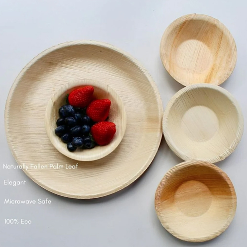 Areca Disposable Combo Pack Of Round Shallow 8 Inch And 10 Inch Plate - Color: Natural
