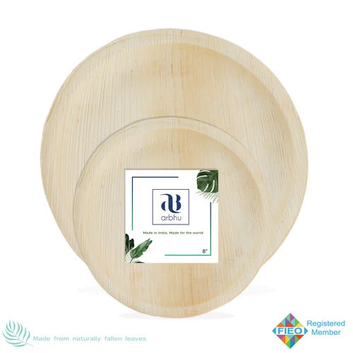 Areca Disposable Combo Pack Of Round Shallow 8 Inch And 10 Inch Plate - Color: Natural