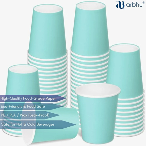 Printed Disposable Paper Cups 100 Ml - Color: White