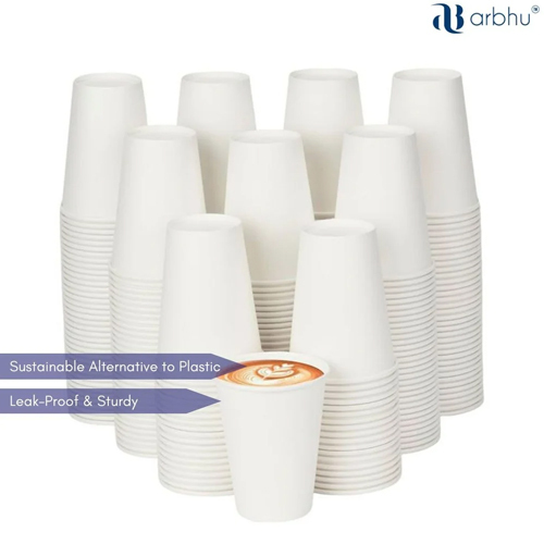 Printed Disposable Paper Cups 100 Ml - Color: White