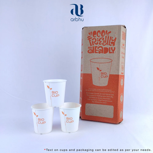 Biodegradable Disposable Paper Cups 250ml - Color: White