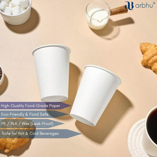Biodegradable Disposable Paper Cups 250ml - Color: White