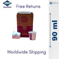 Printed Paper Tea Cup - 90ml - Color: White