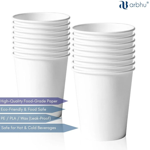 Printed Paper Tea Cup - 90ml - Color: White