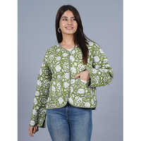Handcrafted Cotton Quilted Jacket with Striped Inner Fabric & Pockets