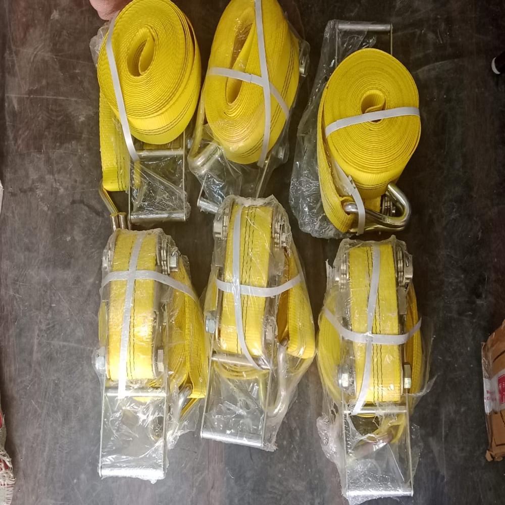 Heavy Duty 10 Ton 10 Meter 75 Mm Polyester Ratchet Cargo Lashing Belt - Color: Yellow