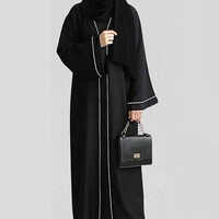 Black Nida Matte Self Design Abaya With Hijab