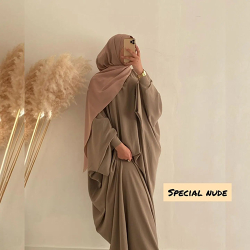 Ladies Nida Matte Solid Abaya With Hijab - Color: Different Available
