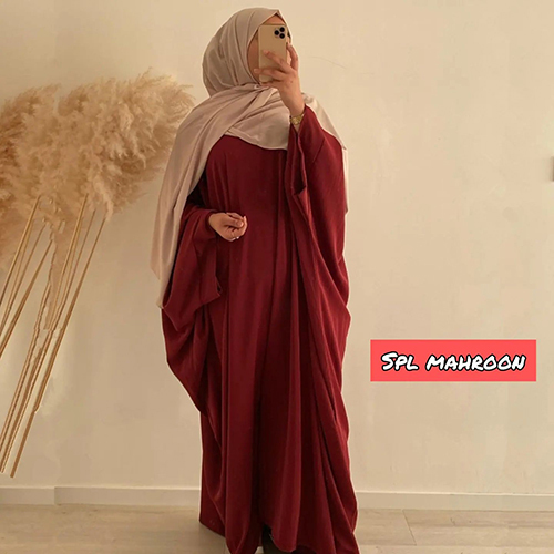 Ladies Nida Matte Solid Abaya With Hijab - Color: Different Available