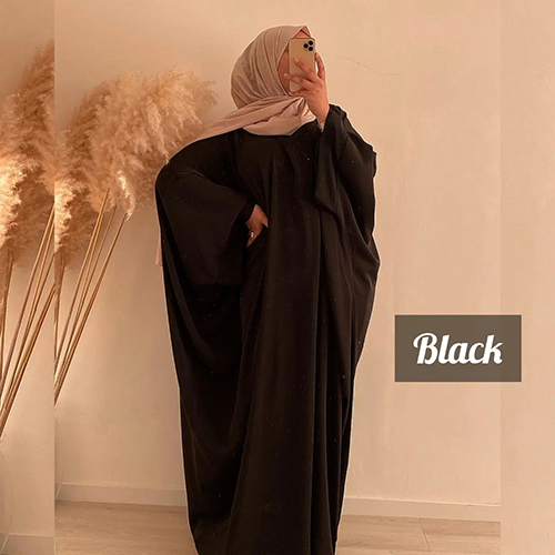 Ladies Nida Matte Solid Abaya With Hijab - Color: Different Available