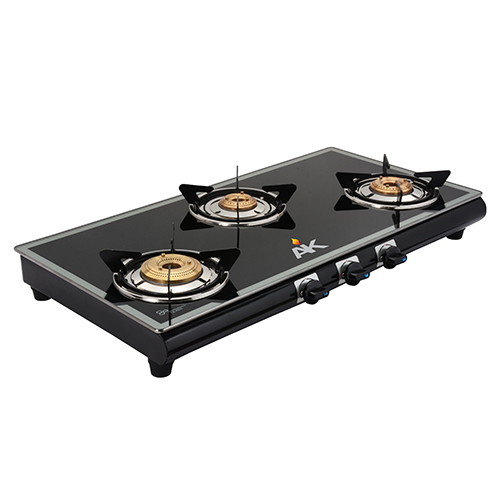 AK 3009 Three Burner Glass Top Gas Stove