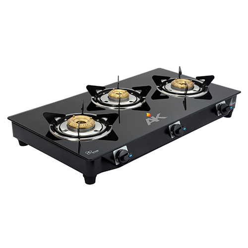 AK 3006 Three Burner Glass Top Gas Stove