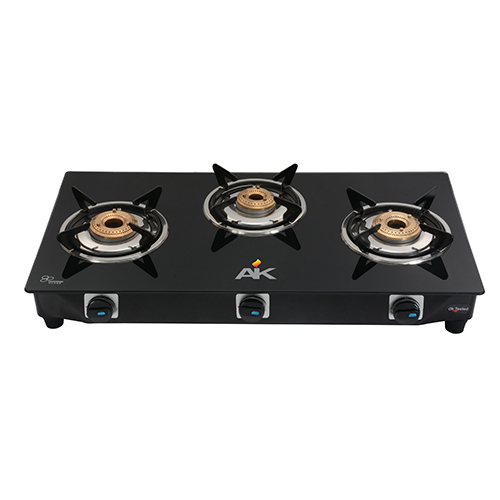 Ak 3006 Three Burner Glass Top Gas Stove - Gas Type: Lpg
