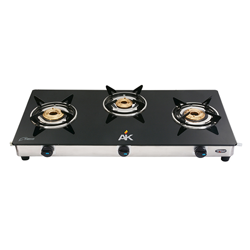 AK 3004 Three Burner Glass Top Gas Stove