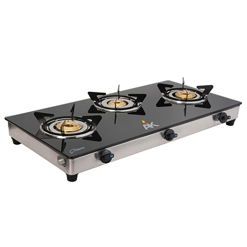AK 3004 Three Burner Glass Top Gas Stove