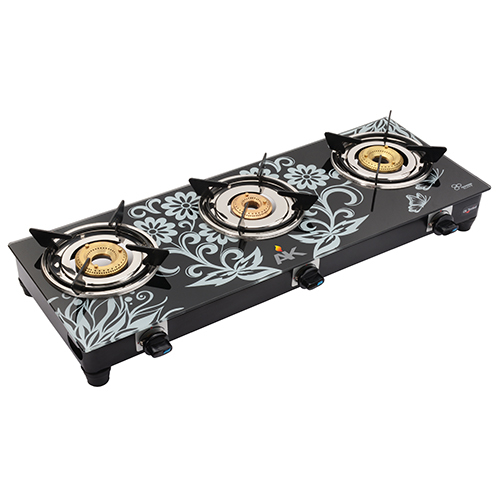 AK 3005 Designer Three Burner Glass Top Gas Stove