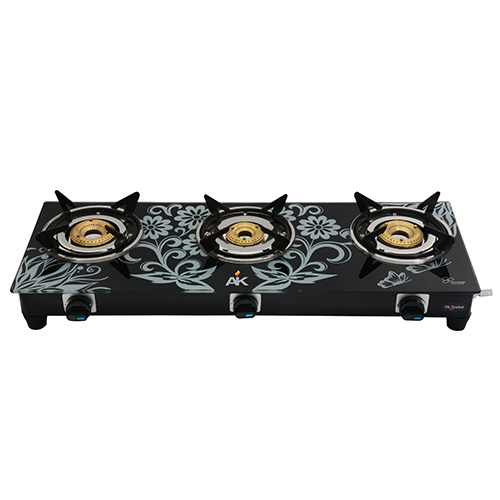 AK 3005 Designer Three Burner Glass Top Gas Stove