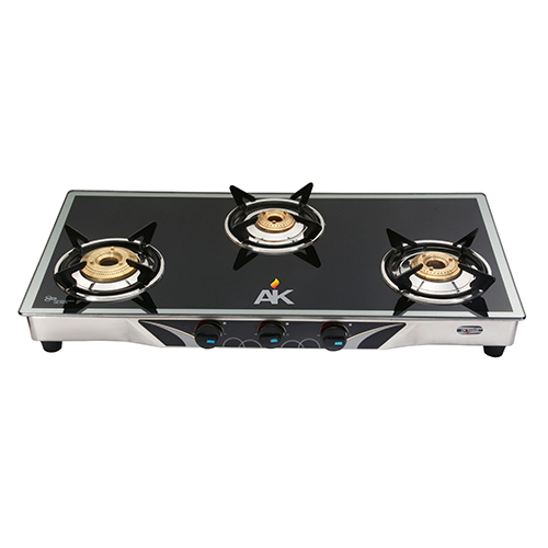 AK 3007 Three Burner Glass Top Gas Stove