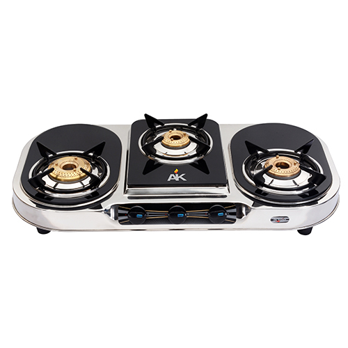 AK 3010 Three Burner Glass Top Gas Stove