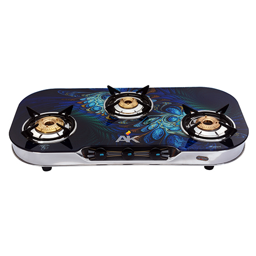 3003 Designer Three Burner Glass Top Gas Stove