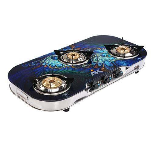 3003 Designer Three Burner Glass Top Gas Stove