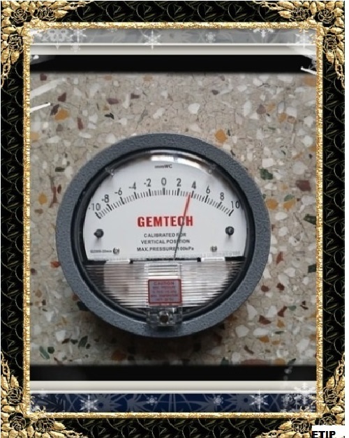 Gemtech Model G2320 Differential Pressure Gauge Range 10-0-10 Mm - Color: White/black