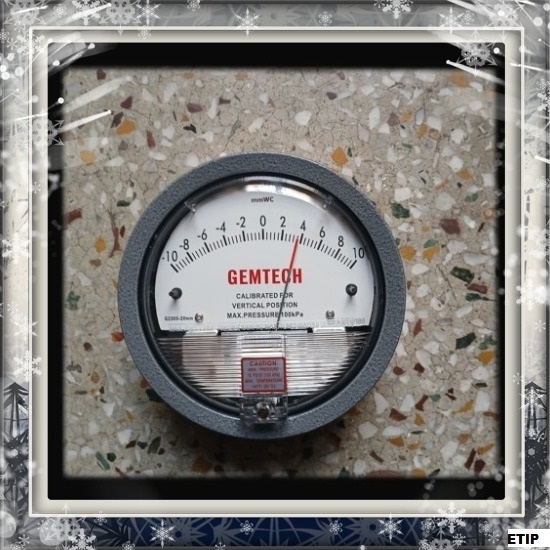 Gemtech Model G2320 Differential Pressure Gauge Range 10-0-10 Mm - Color: White/black