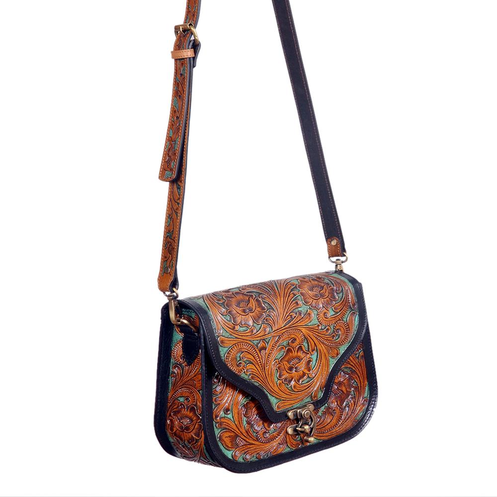 U Type Shoulder Bag - Color: Black /Tan / Brown / Sea Green