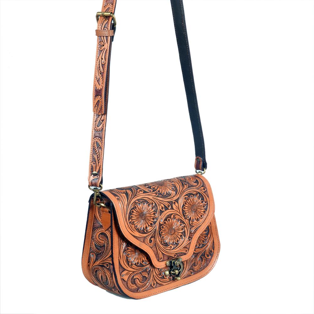U Type Shoulder Bag - Color: Black /Tan / Brown / Sea Green